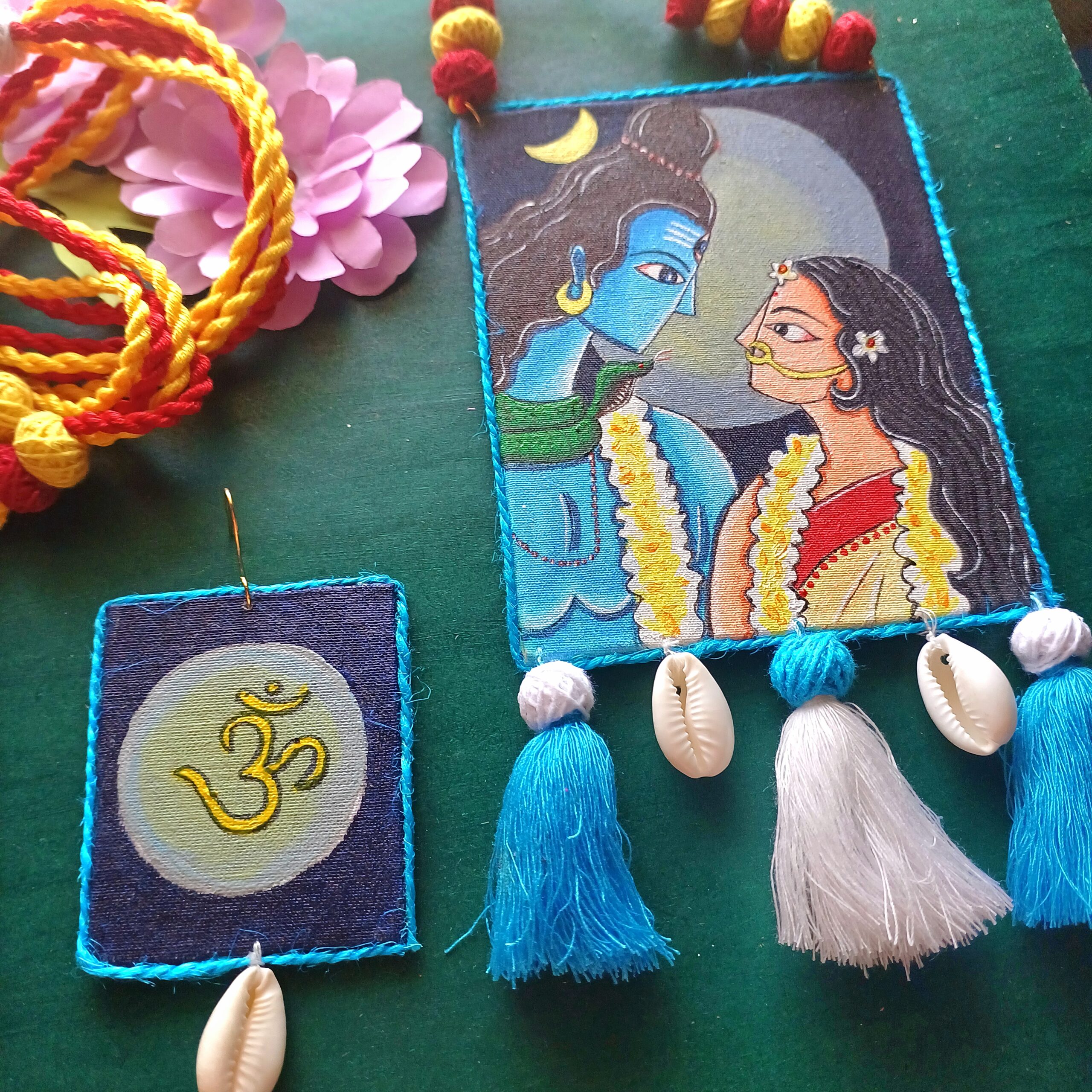 Shiv Parwati hand painted jewelry set - Image 4
