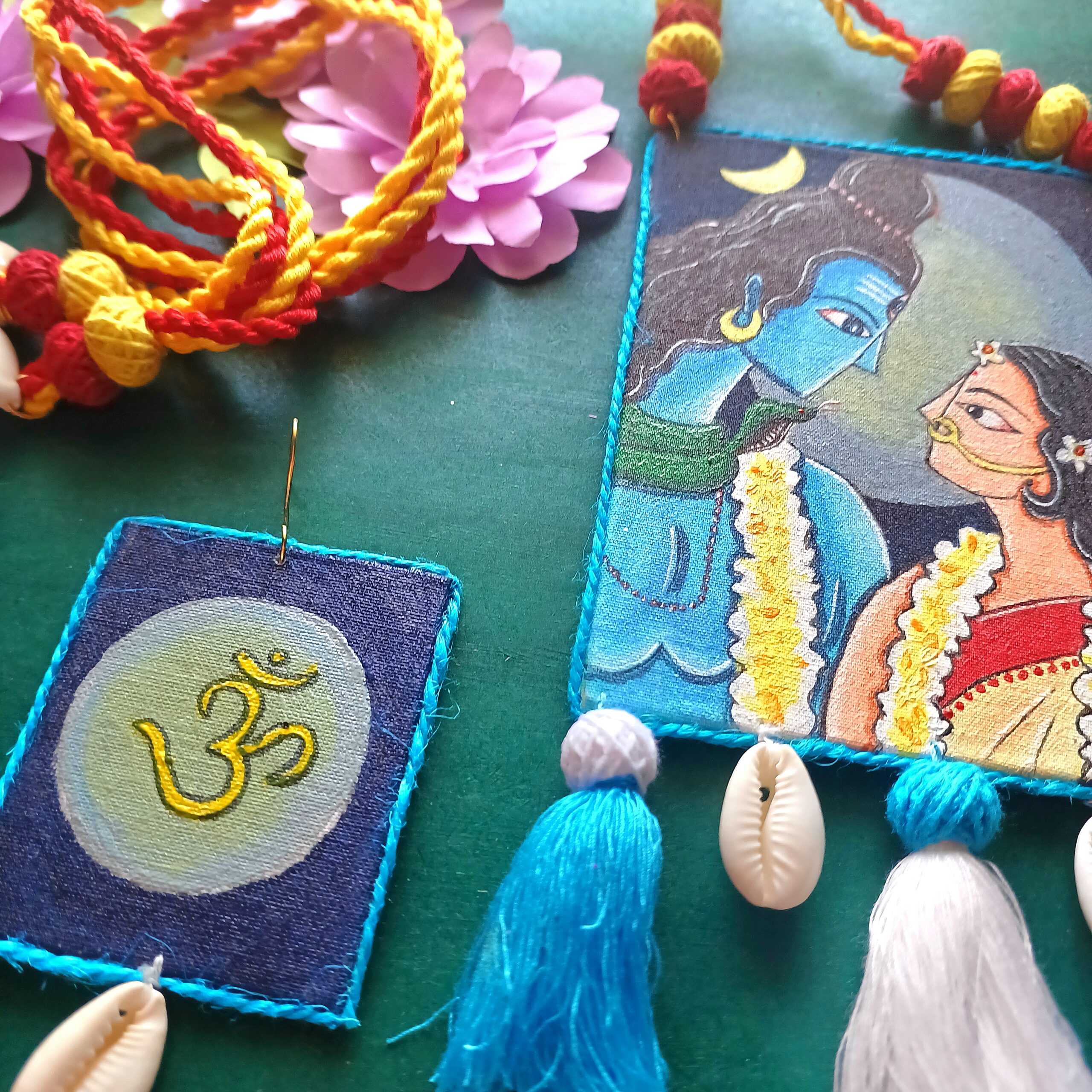 Shiv Parwati hand painted jewelry set - Image 3